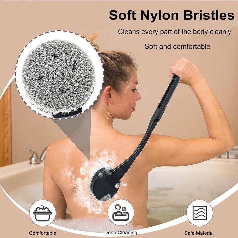 Gobiteli Back Scrubber for Shower,20.5" Bath Brush Long Handle for Shower for Deep Clean,Back Brush for Shower for Men Women(Black) - Image 3